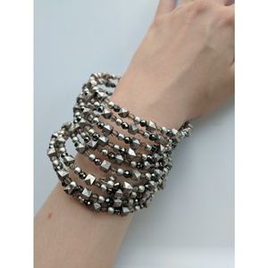 Silver Beaded Slinky Bracelet